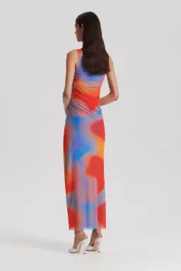 Scanlan Theodore Italian Watercolour Print Dress Blue/ Red Multi Size 8 for rent on The Volte - image 3