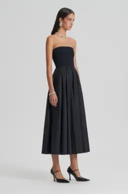 Scanlan Theodore Crepe Knit Cotton Strapless Dress Black Size 6 for rent on The Volte - image 2
