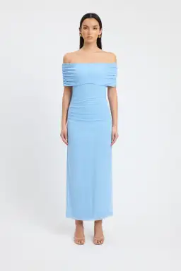 Kookai Bolt Off Shoulder Midi Dress Powder Blue Size 12 for rent on The Volte - image 1
