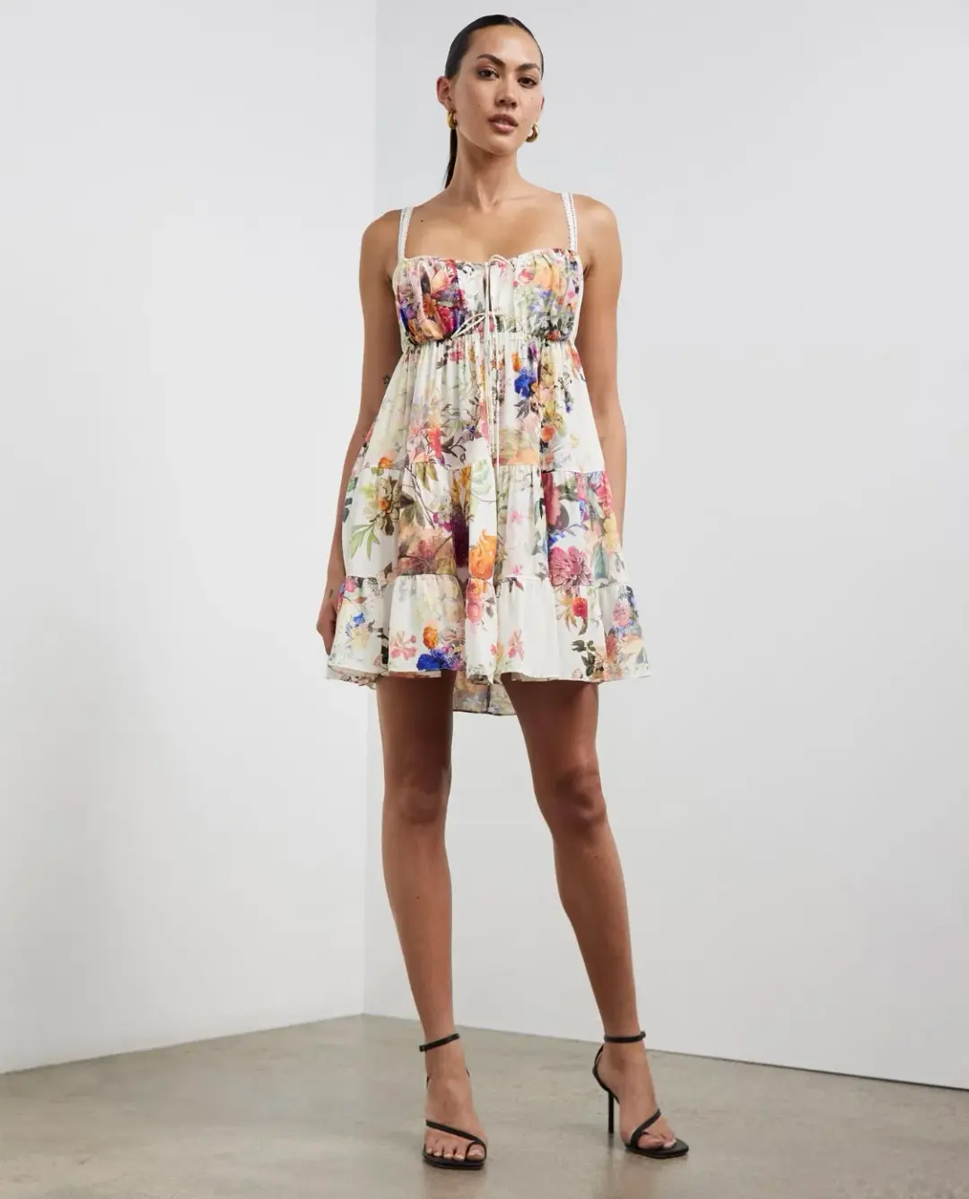 Camilla Gathered Bust Tiered Mini Dress Friends With Frescos Size XS / AU 8 for rent on The Volte - main image