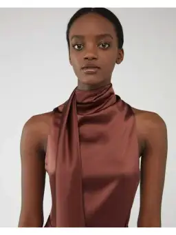 Camilla and Marc Cannes Satin Dress In Cinnamon Size AU 12 for rent on The Volte - image 3