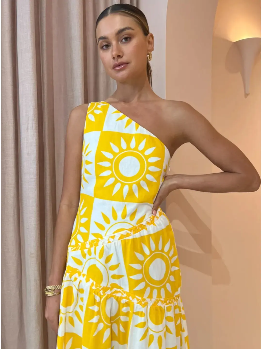 By Nicola Goldie One Shoulder Maxi Dress in Large Sol Size 12 for rent on The Volte - main image