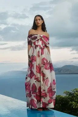 Aje Cordelia Corseted Maxi Dress Falling Florals Size AU 8