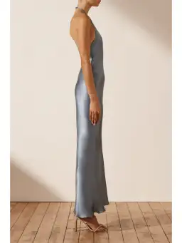 Shona Joy La Lune Low Back Halter Neck Midi Dress Blue Smoke Size AU 14 for rent on The Volte - image 3
