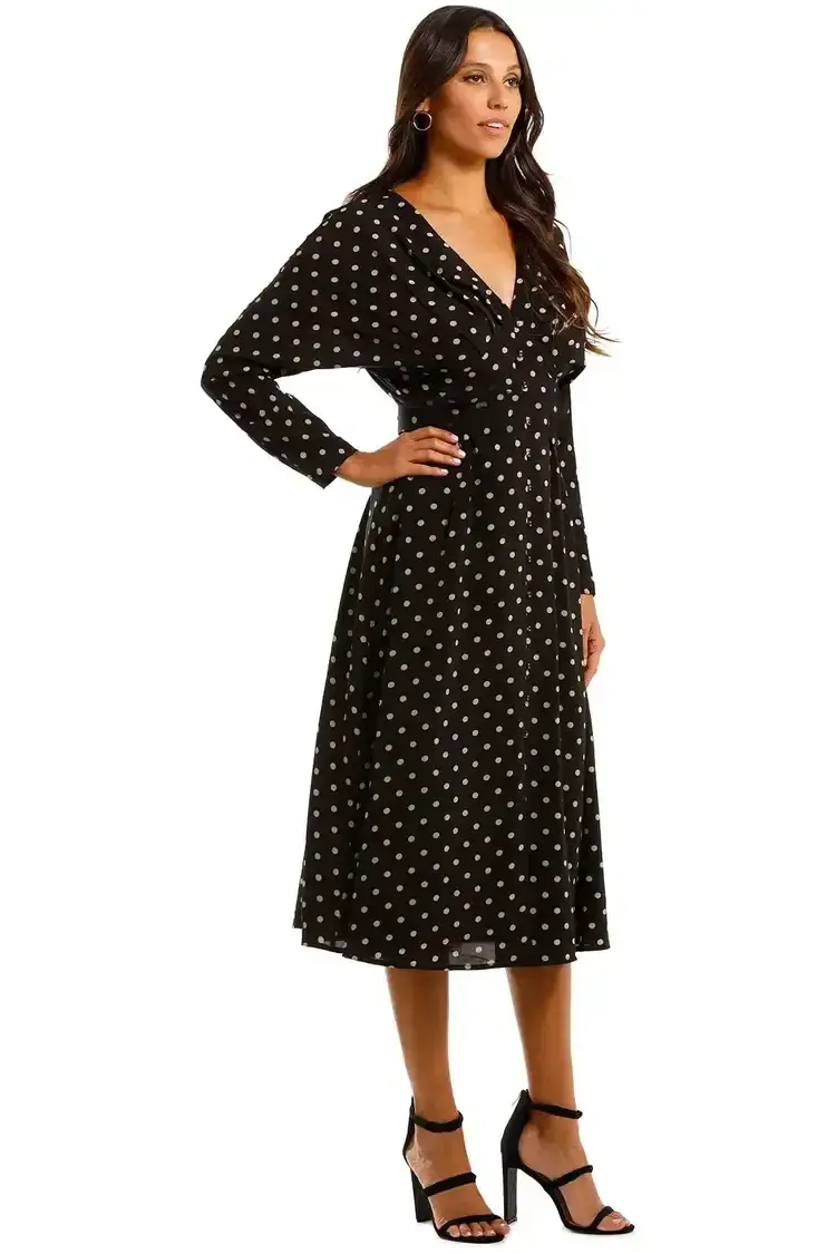 Pasduchas La Rochelle Midi Dress in Black/Taupe Size 10 for rent on The Volte - main image