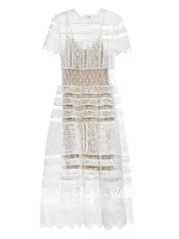 Zimmermann Riot Eyelet Bell Nylon Blend Midi Dress White Size 0 / AU 8 for rent on The Volte - image 5