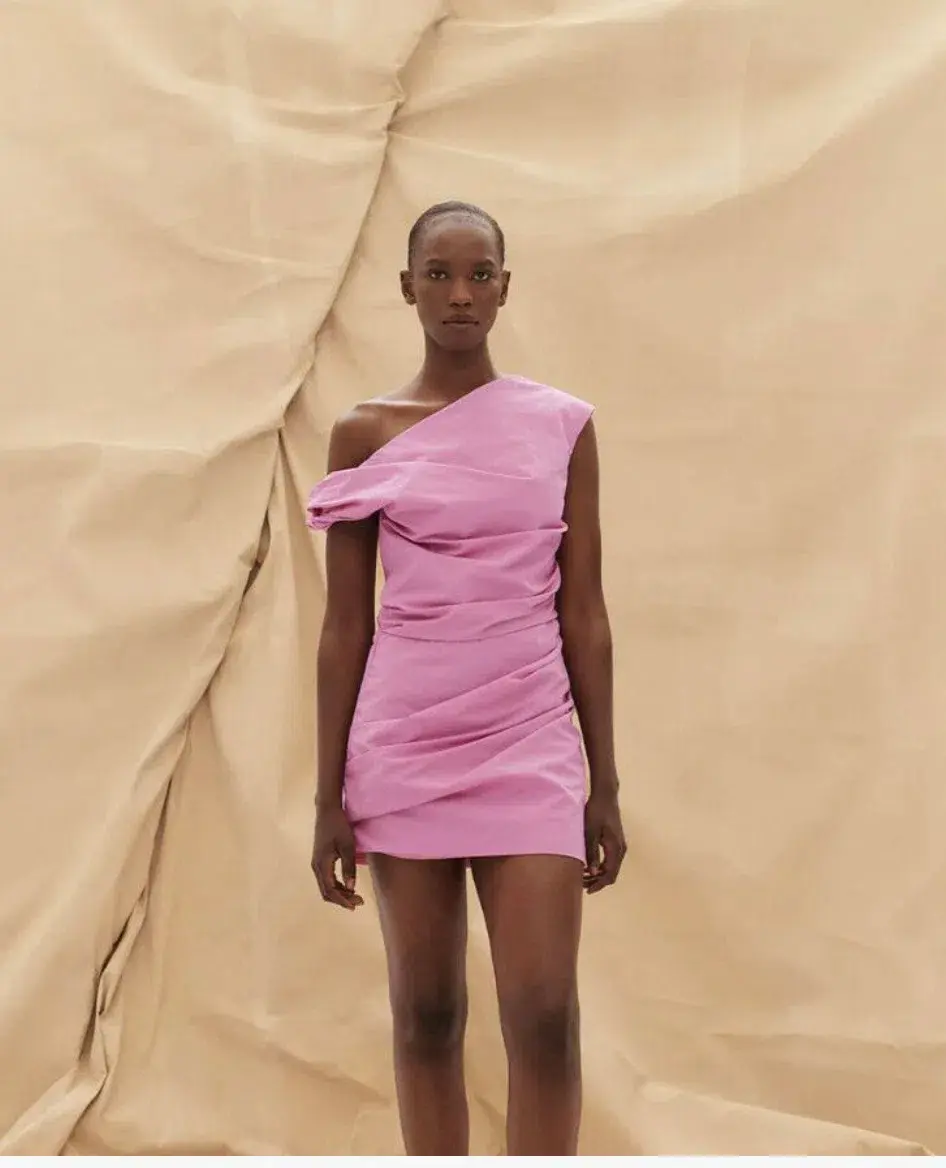 Paris Georgia Remy One Shoulder Mini Dress in Pink Size S / AU 8 for rent on The Volte - main image