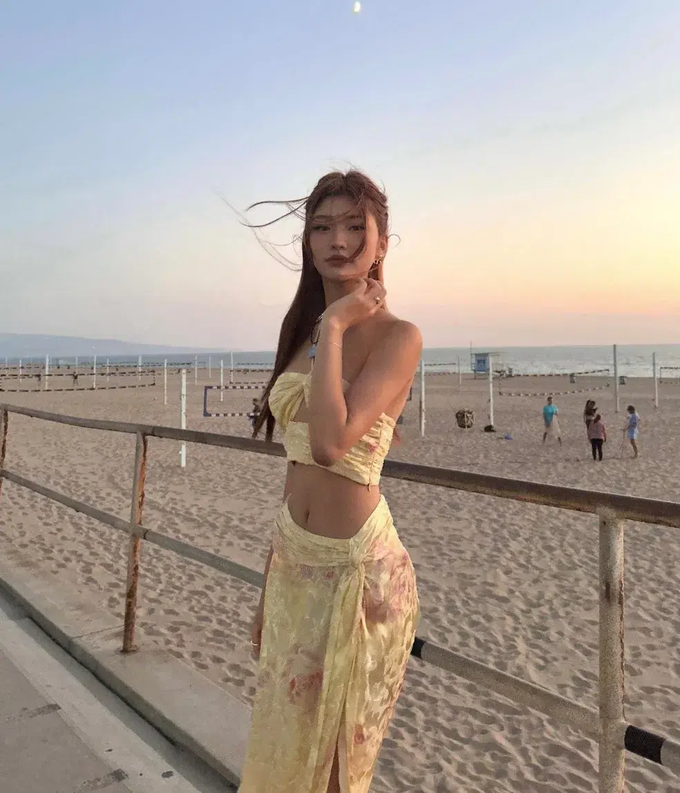 LoveShackFancy Balton Top and Chance Maxi Skirt Set Yellow Melon Size 8 for rent on The Volte - main image