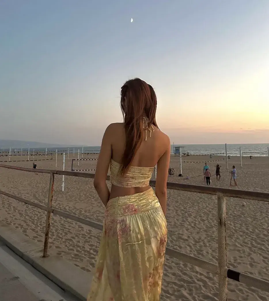 LoveShackFancy Balton Top and Chance Maxi Skirt Set Yellow Melon Size 8 for rent on The Volte - main image