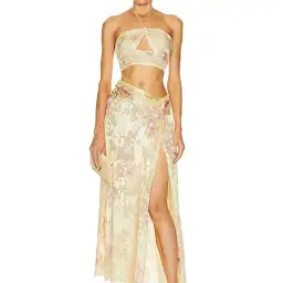 LoveShackFancy Balton Top and Chance Maxi Skirt Set Yellow Melon Size 8 for rent on The Volte - image 1