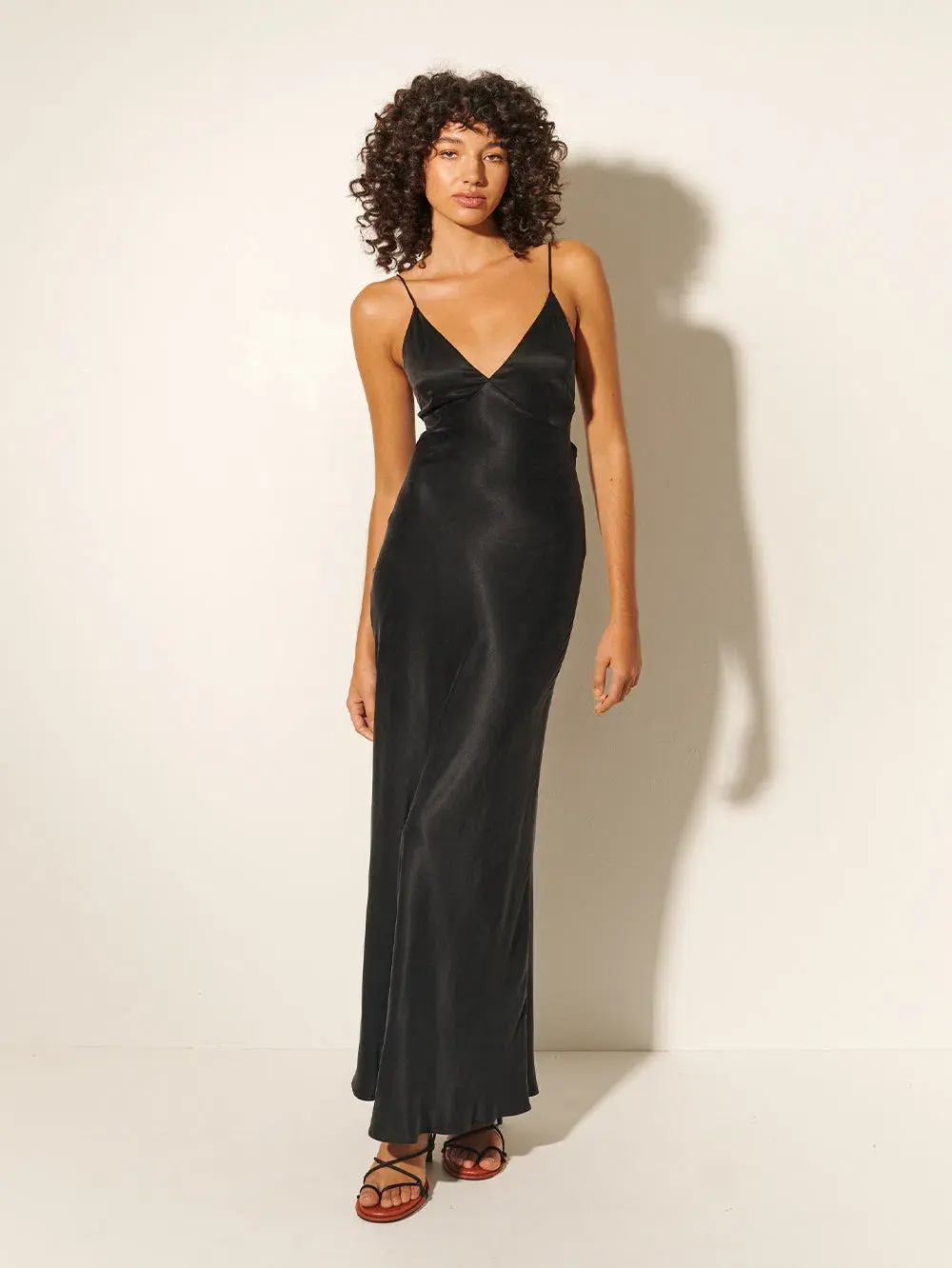 Kivari Bianca Open Back Slip Dress Black Size AU 10 for rent on The Volte - main image