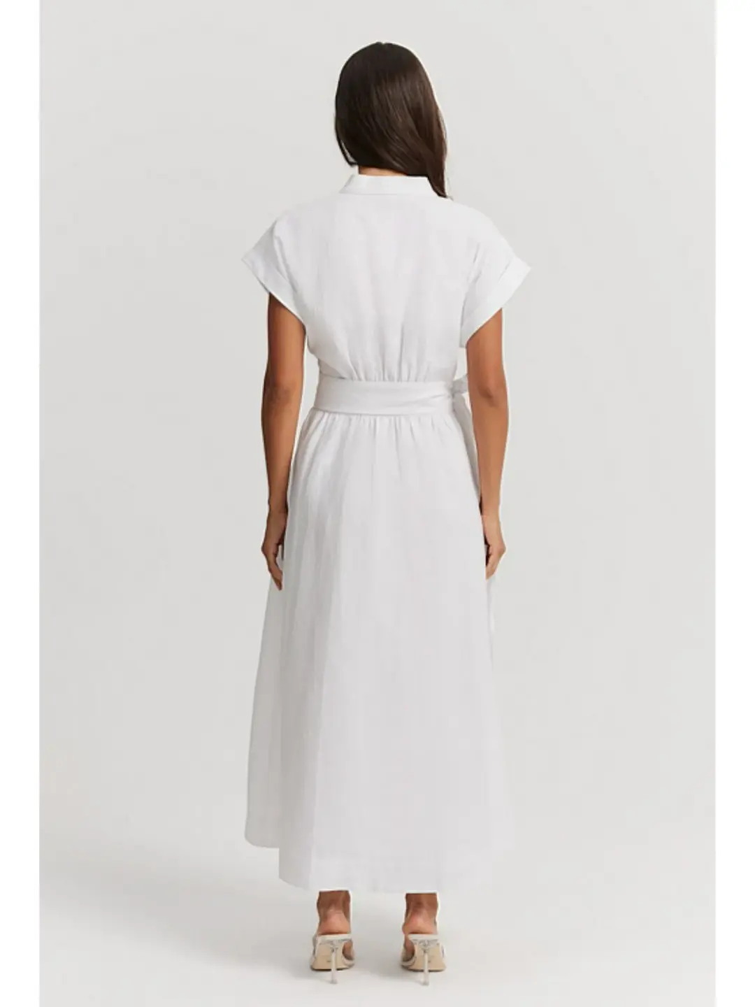 Country Road Organically Grown Linen Wrap Midi Dress White Size AU 10 for rent on The Volte - main image