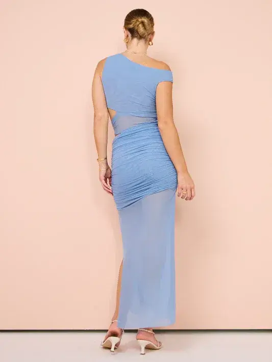 Bec & Bridge Whorl Asym Maxi Dress Meridian Blue Size AU 6 for rent on The Volte - main image