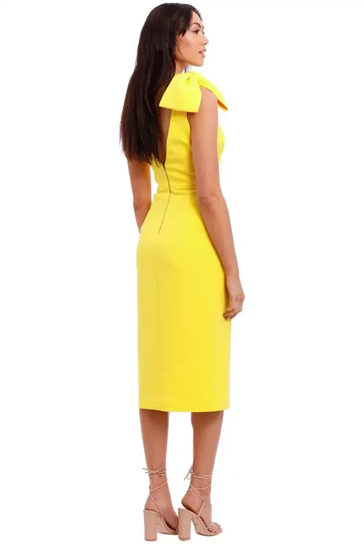 Rebecca Vallance Love Bow Dress in Yellow Size 14 - Image 3