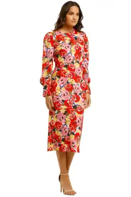 Rebecca Vallance Blume LS Midi Dress in Print Size 10