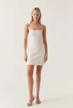 Aje Tie Back Mini Dress Ivory Size Small / AU 8