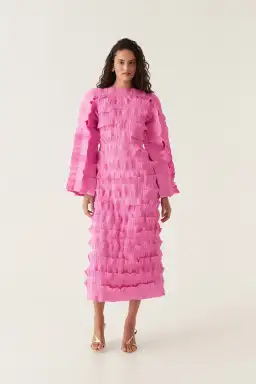 Aje Palladium Ruffled Midi Dress in Muted Fuchsia Size AU 10 for rent on The Volte - image 1