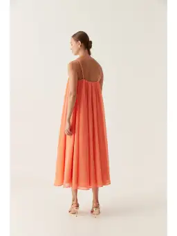 Aje Filigree Sweetheart Midi Dress Sunset Orange Size AU 10 for rent on The Volte - image 3