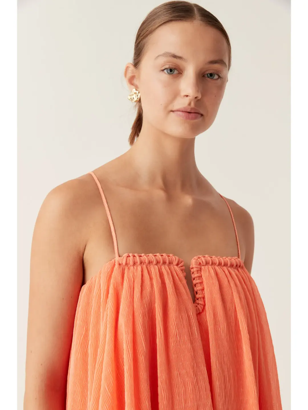 Aje Filigree Sweetheart Midi Dress Sunset Orange Size AU 10 for rent on The Volte - main image