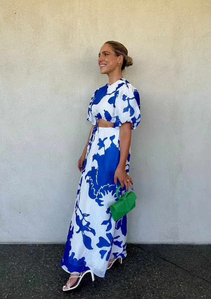 Sir The Label Vivi Puff Sleeve Maxi Dress Merce Abstract Print Size 1 /Au 10 for rent on The Volte - main image