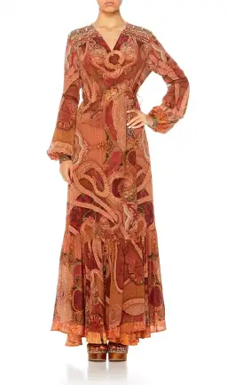 Camilla Quilted Yoke Wrap Dress Family Gathering Print Size 8 for rent on The Volte - image 4