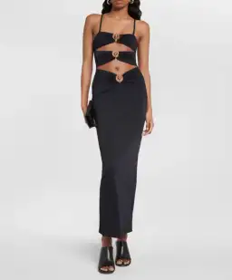 Christopher Esber Pierced Orbit Column Midi Dress Black Size 6 for rent on The Volte - image 1