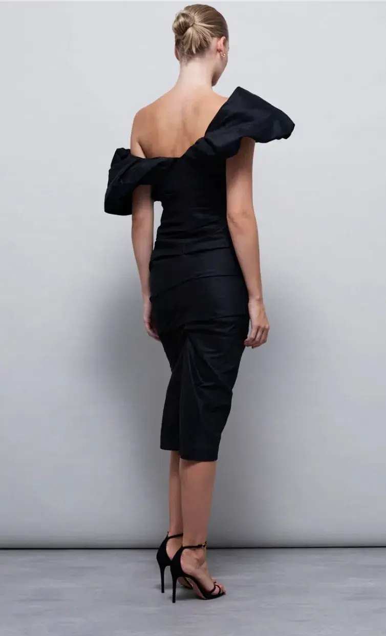 Rachel Gilbert Frey Midi Dress Black 5/AU16 for rent on The Volte - main image