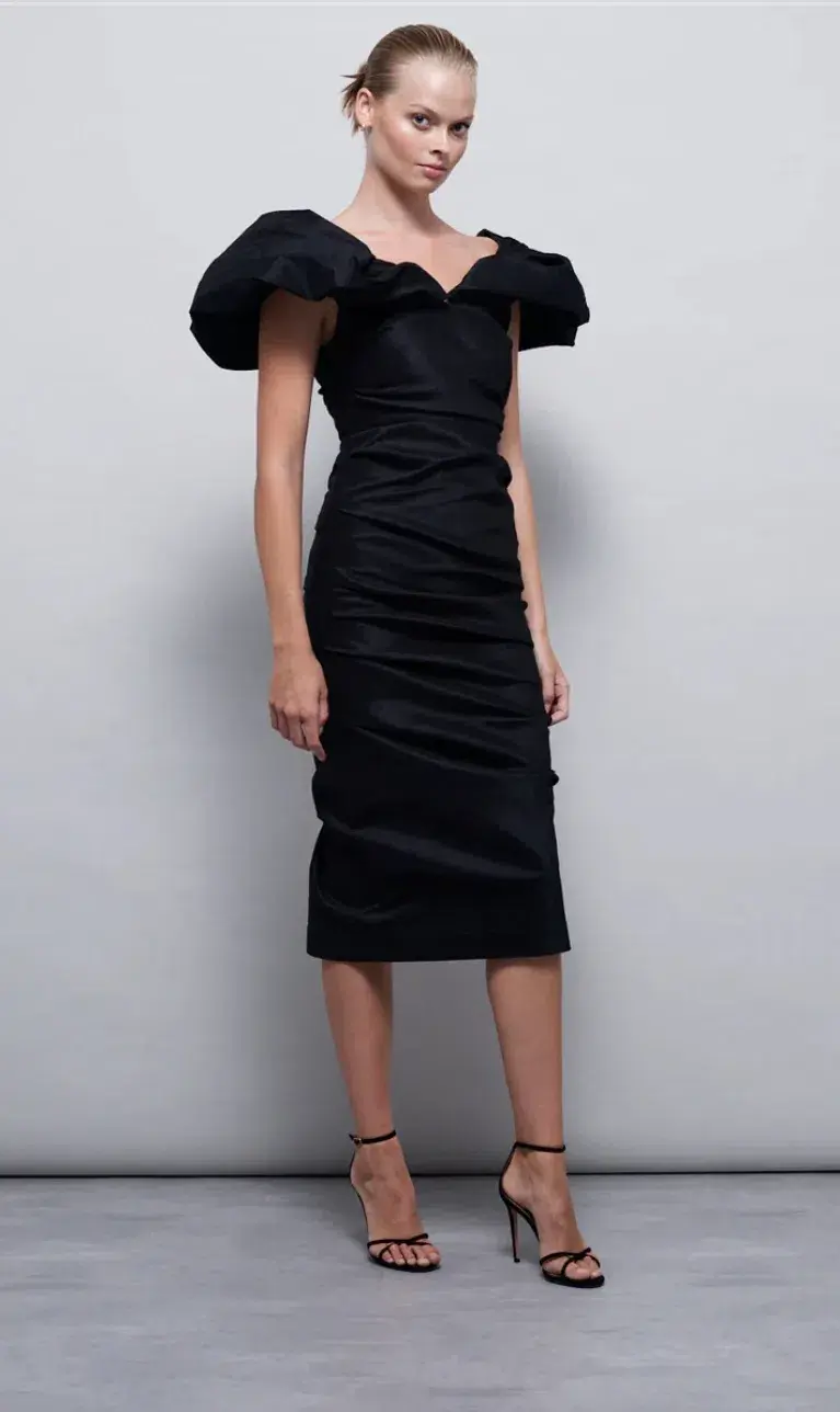 Rachel Gilbert Frey Midi Dress Black 5/AU16 for rent on The Volte - main image