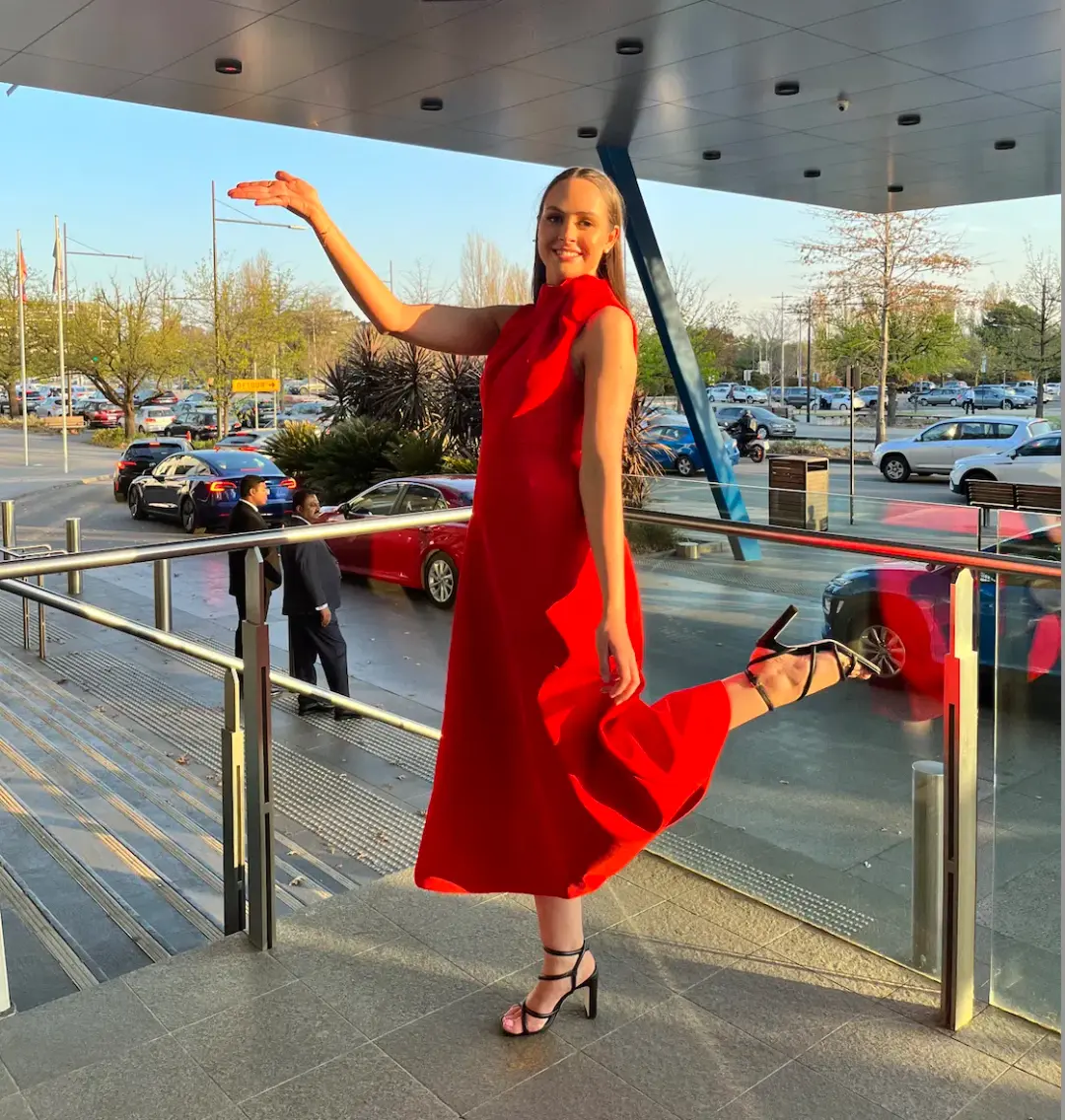 Mossman Cosmic Maxi Dress Red Size 8 for rent on The Volte - main image