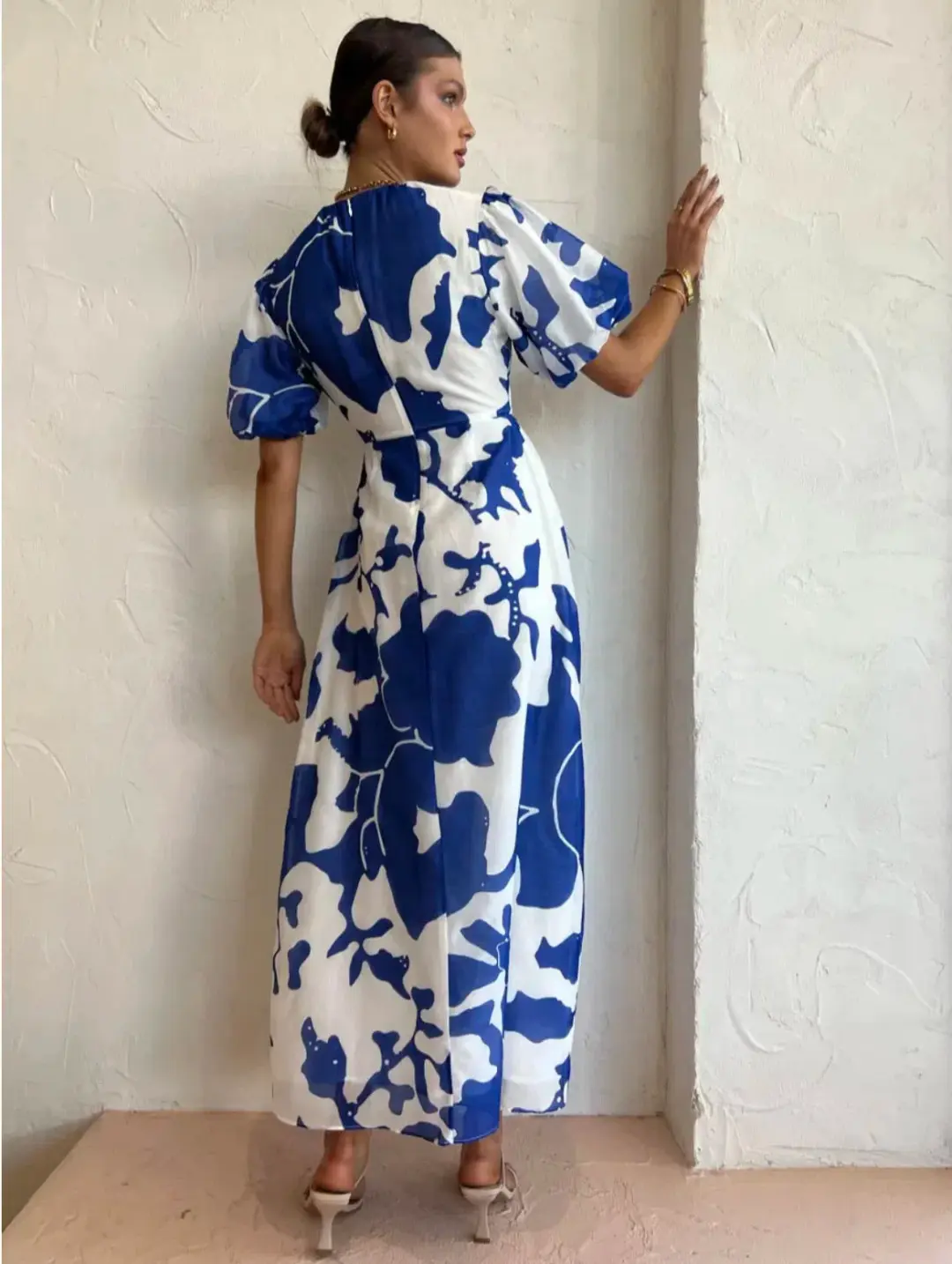 Sir the Label Vivi Puff Sleeve Maxi Dress Merce Abstract Print Size 8 for rent on The Volte - main image