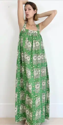 Oroton Posie Linen Maxi Dress Green Floral Size 8 for rent on The Volte - image 2