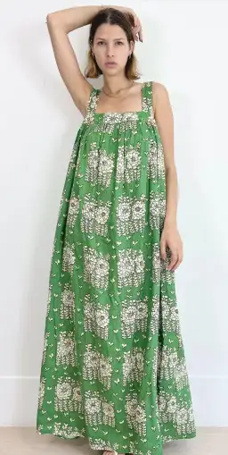 Oroton Posie Linen Maxi Dress Green Floral Size 8 for rent on The Volte - image 3