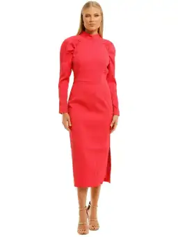 Rebecca Vallance Martini LS Midi Dress in Pink Size AU 12