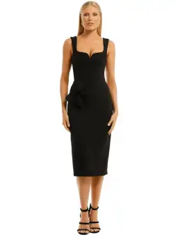Rebecca Vallance Galerie Bow Midi Dress in Black Size AU 6
