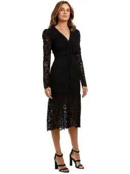 Rebecca Vallance Le Saint Ruched Dress in Black Size AU 6