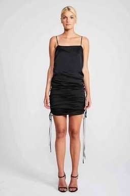 Shona Joy solar ruched slip dress black for rent on The Volte - image 1