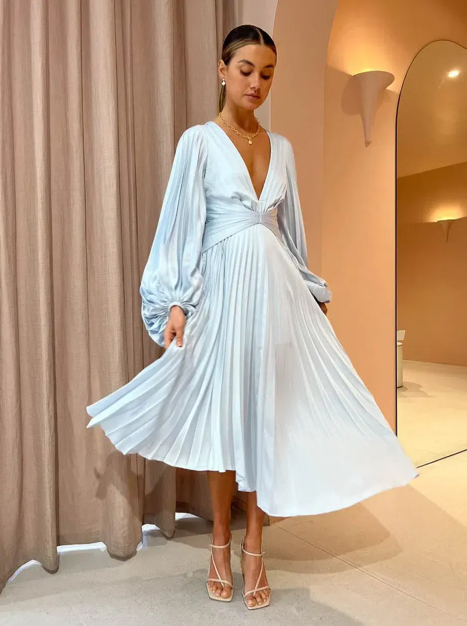 Acler Palms Dress in Sky Blue Size AU 10 for rent on The Volte - main image