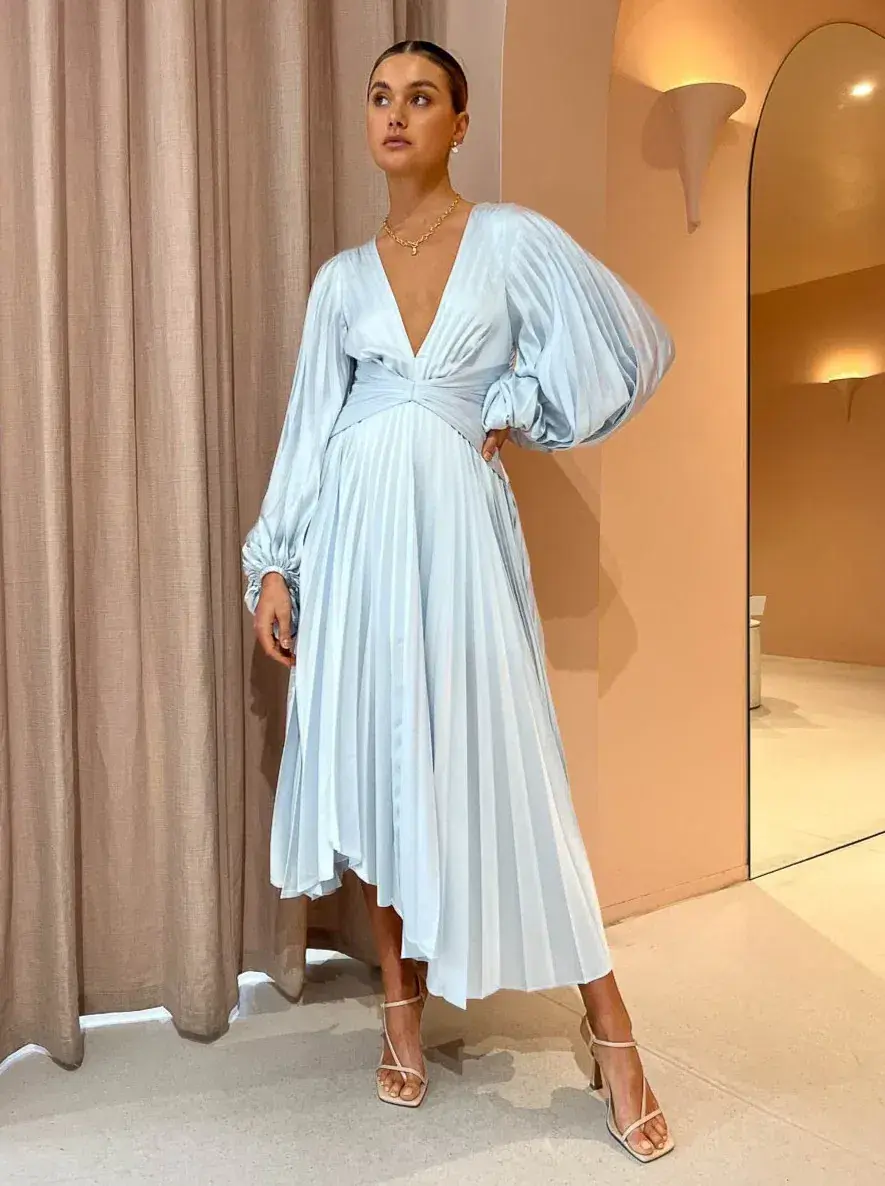 Acler Palms Dress in Sky Blue Size AU 10 for rent on The Volte - main image