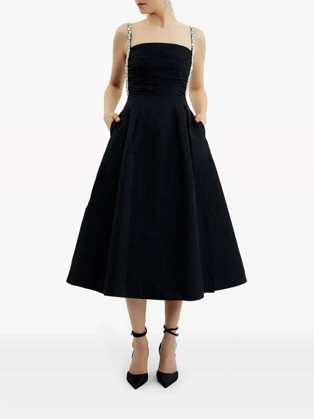 Rebecca Vallance Danielle Crystal-Embellished Midi Dress Black Size 8 for rent on The Volte - main image