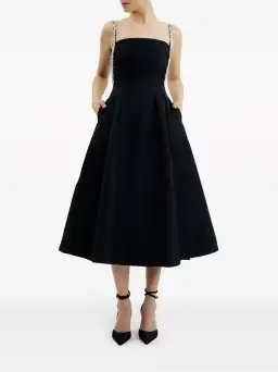 Rebecca Vallance Danielle Crystal-Embellished Midi Dress Black Size 8 for rent on The Volte - image 1