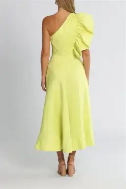 Aje Bonjour Asymmetric Midi Dress Lime Green Size 8 for rent on The Volte - image 3