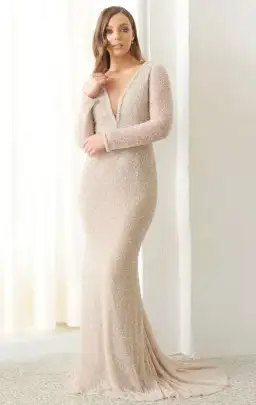 Chic & Holland Couture DB35A Nude Beaded Size 8 for rent on The Volte - image 2