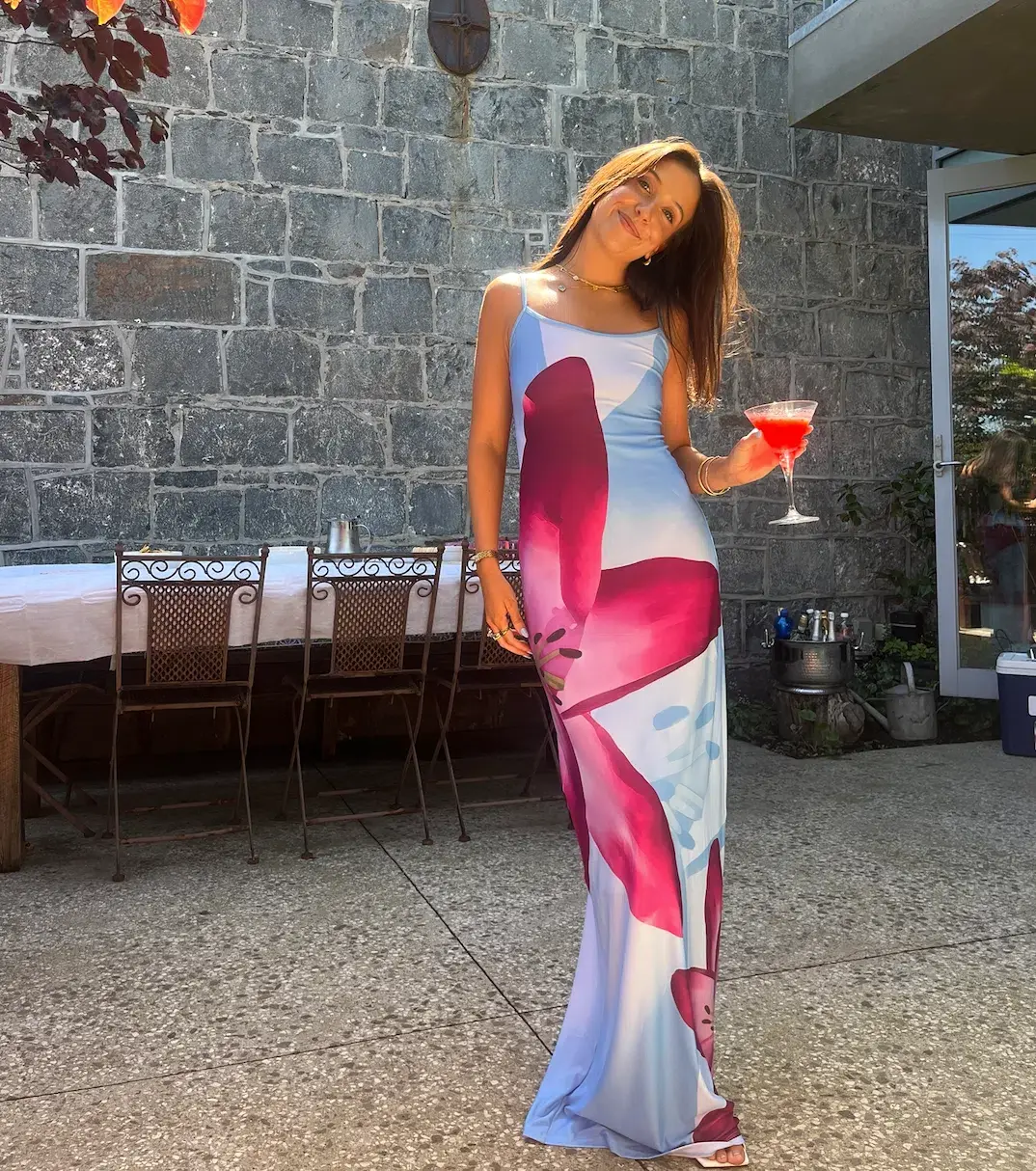 With Harper Lu Slip Dress in Sky Lily Floral Size 8 for rent on The Volte - main image