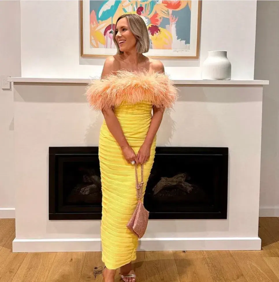 Rachel Gilbert Zion Midi Dress Lemon Yellow Size 4 / AU 14 for rent on The Volte - main image