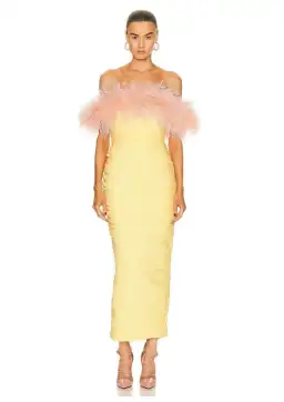Rachel Gilbert Zion Midi Dress Lemon Yellow Size 4 / AU 14 for rent on The Volte - image 1