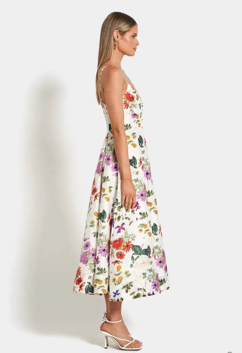 Sofia The Label Evie Midi Dress in Enchanted Floral Size 8 for rent on The Volte - main image