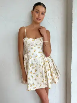 Alemais Bea Corset Floral Mini Dress in Ivory Size 8 for rent on The Volte - image 2