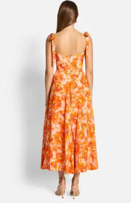 Sofia The Label Genevieve Midi Dress in Orange Bloom Size 8 for rent on The Volte - image 3