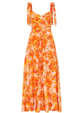 Sofia The Label Genevieve Midi Dress in Orange Bloom Size 8 for rent on The Volte - image 4