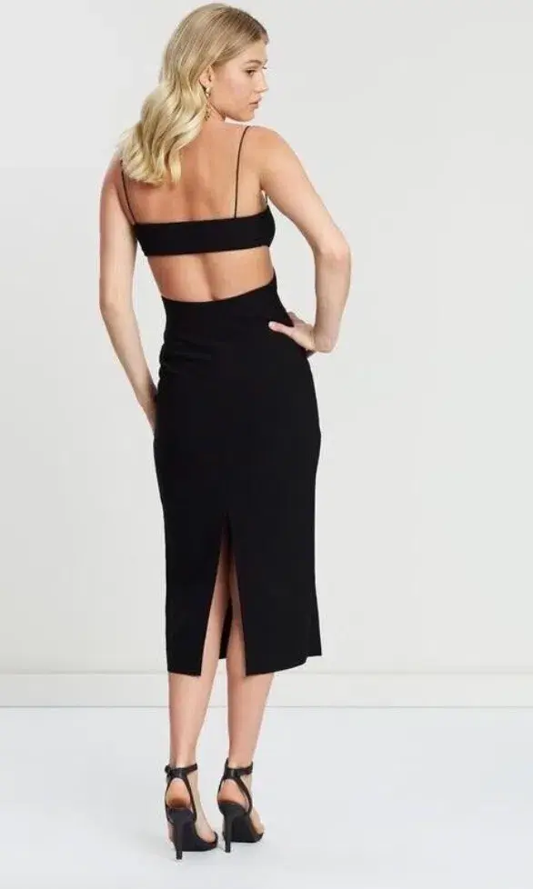 Bec & Bridge Elle Cut Out Midi Dress Black Size AU 6 for rent on The Volte - main image